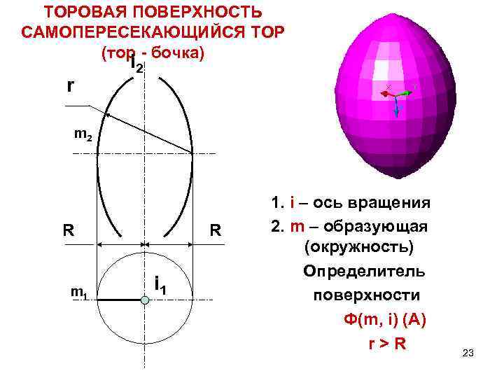 ТОРОВАЯ ПОВЕРХНОСТЬ САМОПЕРЕСЕКАЮЩИЙСЯ ТОР (тор - бочка) i 2 r m 2 R m