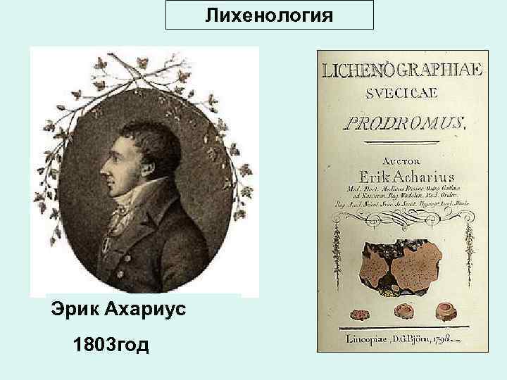 Лихенология Эрик Ахариус 1803 год 