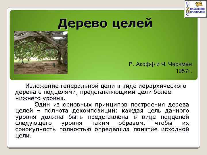 Цель р. Дерево целей. Черчмен и Акофф дерево целей. Целое дерево то на целый день да.