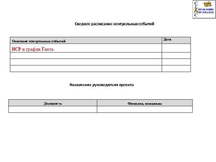 Назначение руководителя проекта