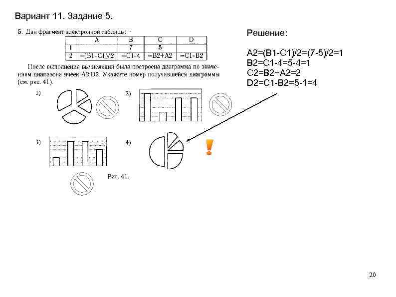 Вариант 11. Задание 5. Решение: A 2=(B 1 -C 1)/2=(7 -5)/2=1 B 2=C 1