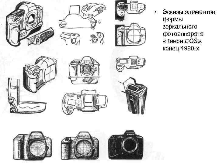  • Эскизы элементов формы зеркального фотоаппарата «Кенон EOS» , конец 1980 -х 