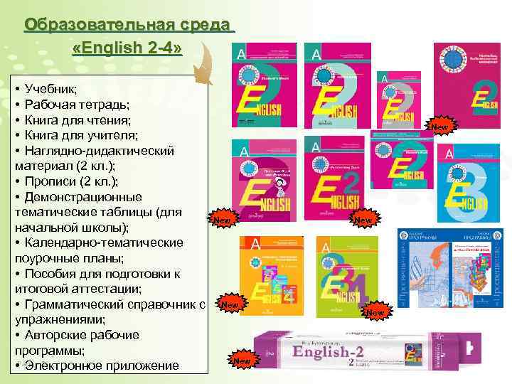 Образовательная среда «English 2 -4» • Учебник; • Рабочая тетрадь; • Книга для чтения;