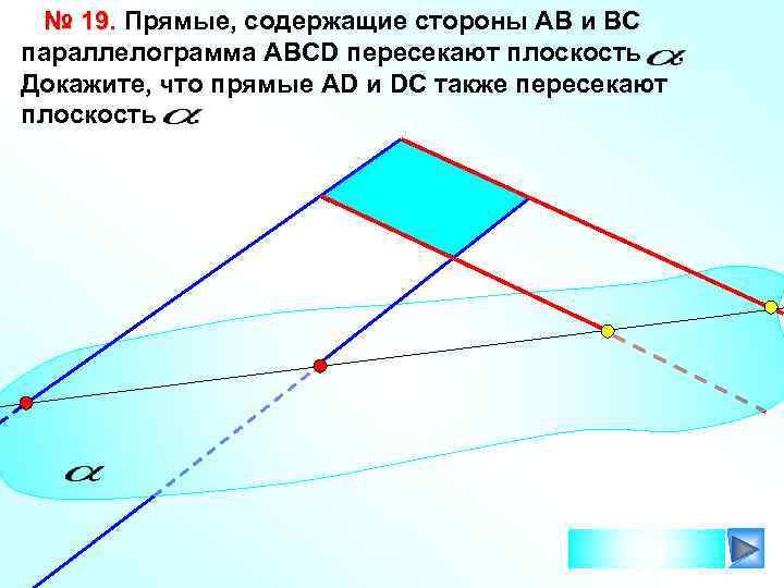 Плоскость а пересекает стороны