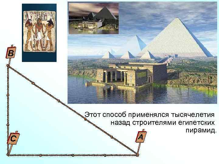 В С Этот способ применялся тысячелетия назад строителями египетских пирамид. А 