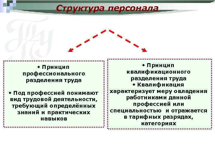 Структура персонала • Принцип профессионального разделения труда • Под профессией понимают вид трудовой деятельности,