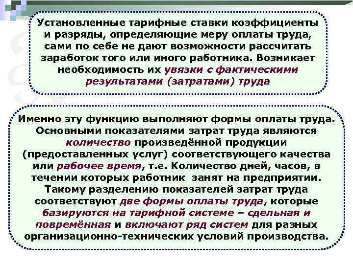 Установленные тарифные ставки коэффициенты и разряды, определяющие меру оплаты труда, сами по себе не
