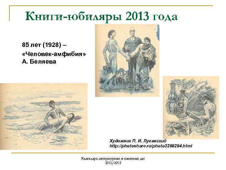 Книги-юбиляры 2013 года 85 лет (1928) – «Человек-амфибия» А. Беляева Художник П. И. Луганский