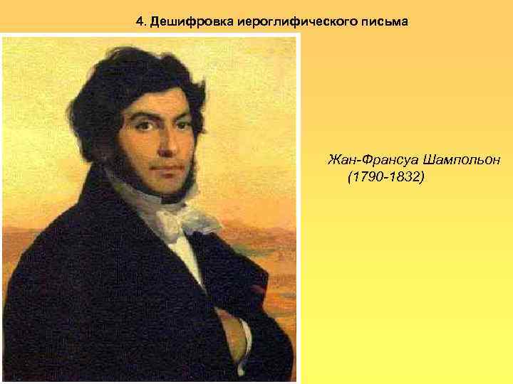 4. Дешифровка иероглифического письма Жан-Франсуа Шампольон (1790 -1832) 
