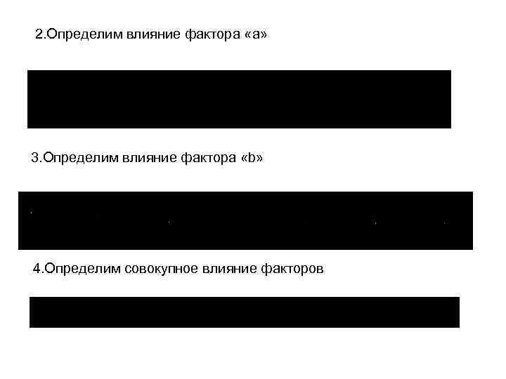 2. Определим влияние фактора «a» 3. Определим влияние фактора «b» 4. Определим совокупное влияние