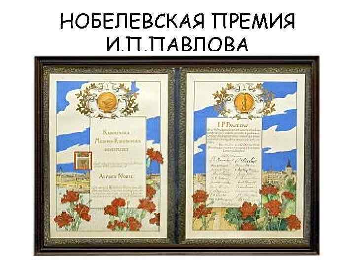 НОБЕЛЕВСКАЯ ПРЕМИЯ И. П. ПАВЛОВА 