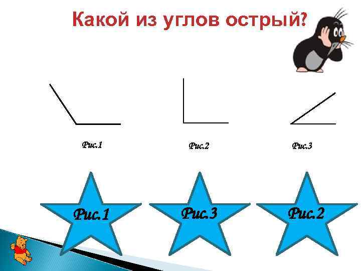 Какой из углов острый? Рис. 1 Рис. 2 Рис. 1 Рис. 3 Рис. 2