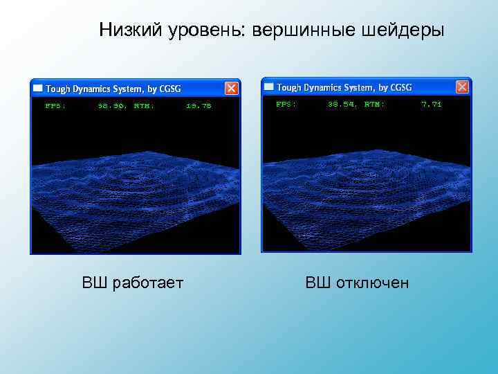 Низкий уровень: вершинные шейдеры ВШ работает ВШ отключен 