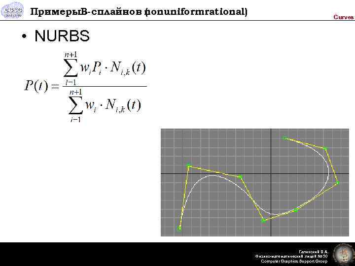 Примеры. B-сплайнов nonuniformrational) ( Curves • NURBS Галинский В. А. Физико-математический лицей № 30