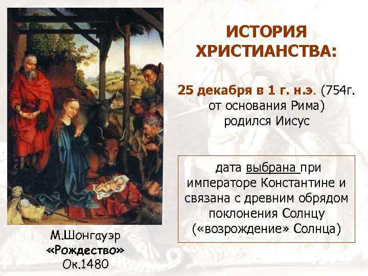 ИСТОРИЯ ХРИСТИАНСТВА: 25 декабря в 1 г. н. э. (754 г. от основания Рима)