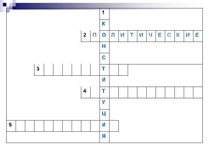 1 К 2 П О Н С 3 Т И 4 Т У Ц