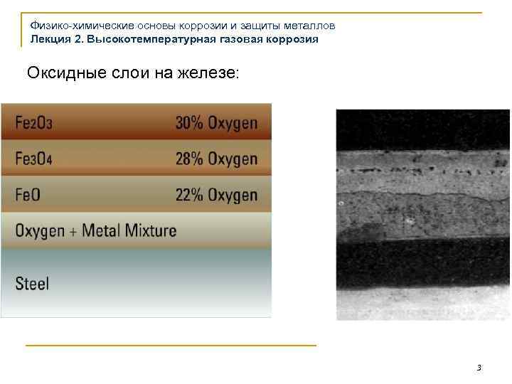 Физико-химические основы коррозии и защиты металлов Лекция 2. Высокотемпературная газовая коррозия Оксидные слои на