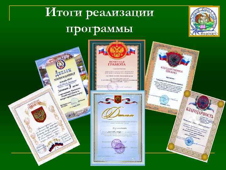 Итоги реализации программы 