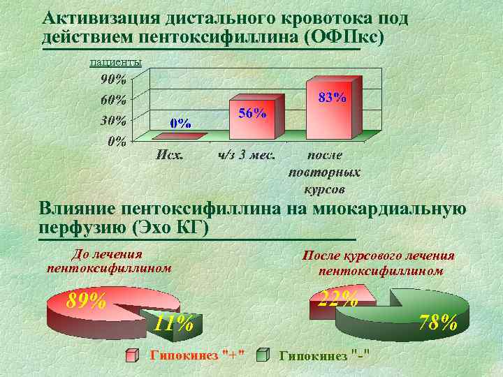 Активизация дистального кровотока под действием пентоксифиллина (ОФПкс) пациенты Влияние пентоксифиллина на миокардиальную перфузию (Эхо