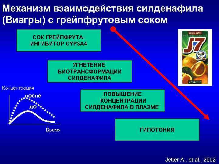 Механизм взаимодействия силденафила (Виагры) с грейпфрутовым соком СОК ГРЕЙПФРУТАИНГИБИТОР CYP 3 A 4 УГНЕТЕНИЕ