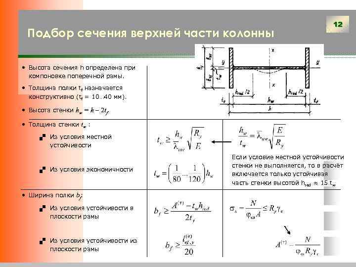 Условная гибкость стенки