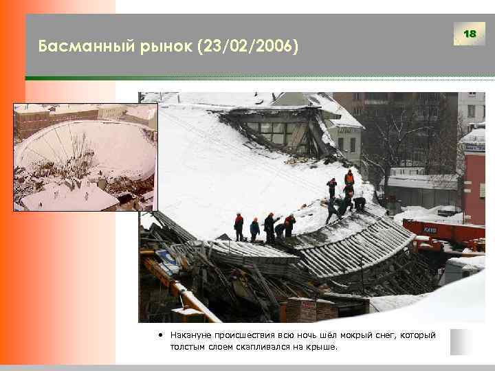 Басманный рынок (23/02/2006) • Накануне происшествия всю ночь шёл мокрый снег, который толстым слоем