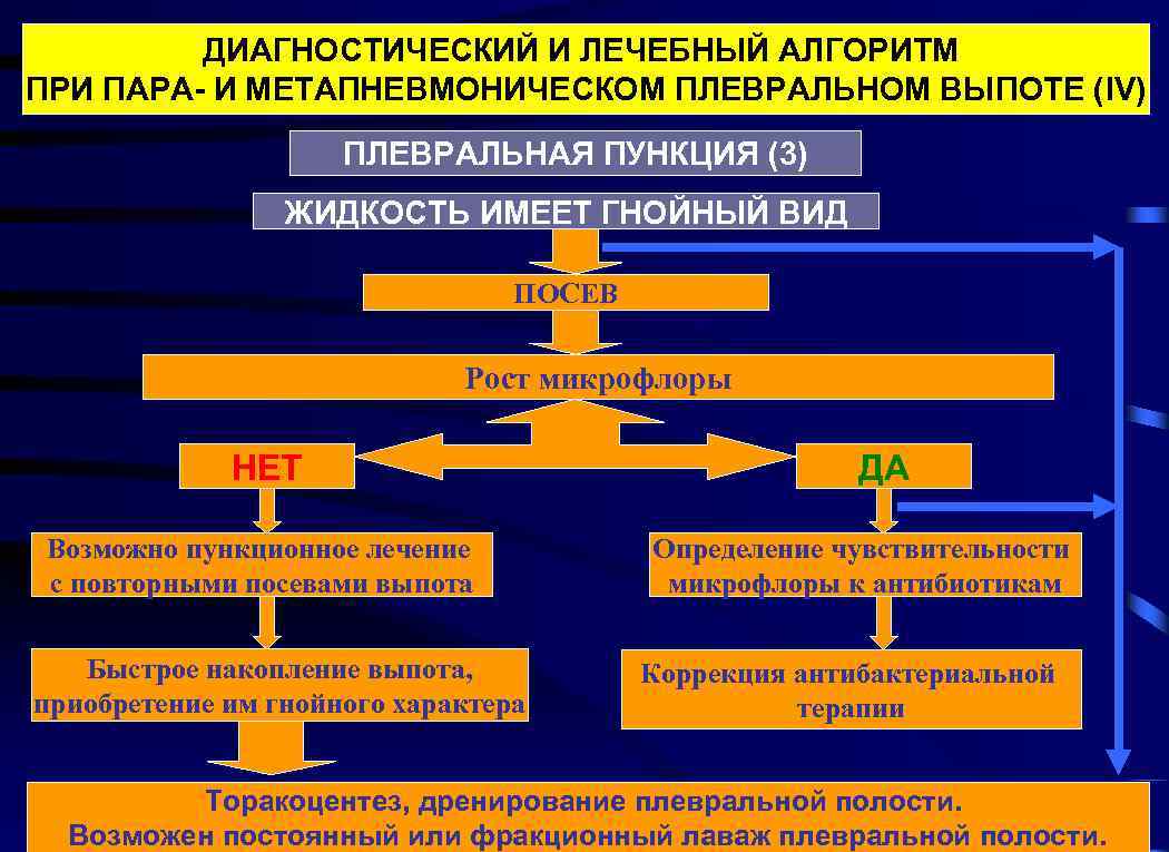 ДИАГНОСТИЧЕСКИЙ И ЛЕЧЕБНЫЙ АЛГОРИТМ ПРИ ПАРА- И МЕТАПНЕВМОНИЧЕСКОМ ПЛЕВРАЛЬНОМ ВЫПОТЕ (IV) ПЛЕВРАЛЬНАЯ ПУНКЦИЯ (3)