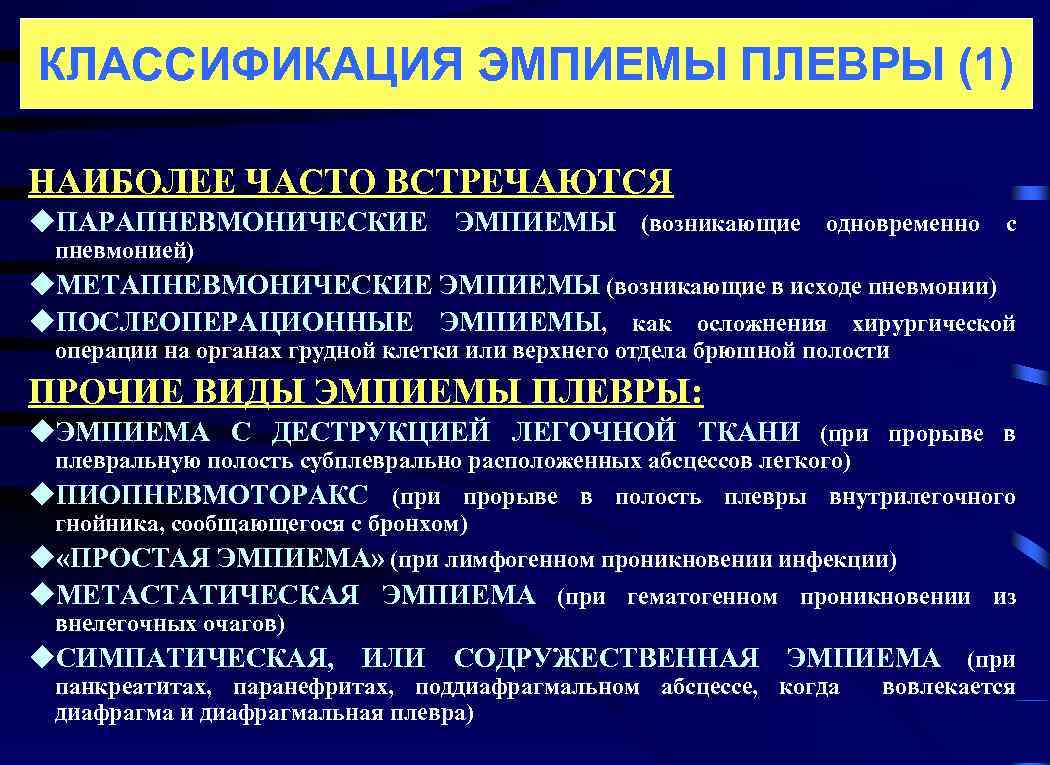 Наиболее встречающиеся. Эмпиема плевры классификация. Острая эмпиема плевры классификация. Исходы острой эмпиемы плевры. Механизмы развития эмпиемы плевры.