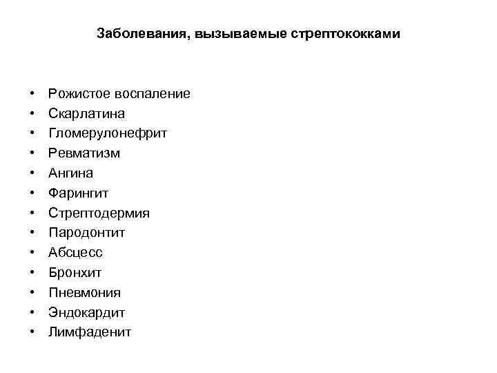 Заболевания, вызываемые стрептококками • • • • Рожистое воспаление Скарлатина Гломерулонефрит Ревматизм Ангина Фарингит