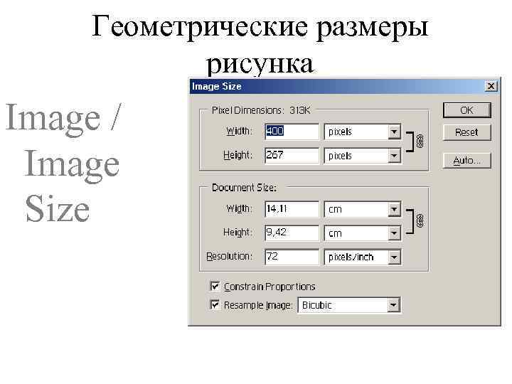 Геометрические размеры рисунка Image / Image Size 