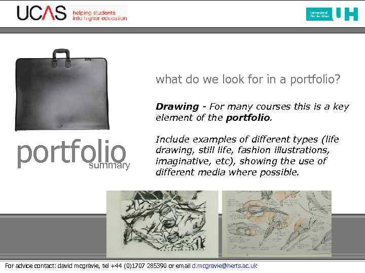 what do we look for in a portfolio? Drawing - For many courses this