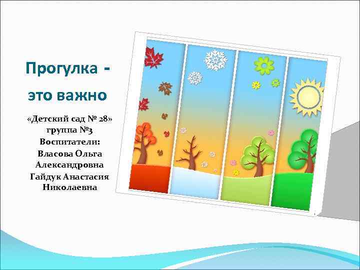 Прогулка это важно «Детский сад № 28» группа № 3 Воспитатели: Власова Ольга Александровна