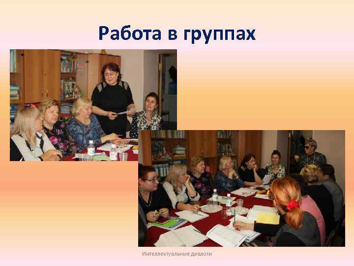 Работа в группах Интеллектуальные диалоги 