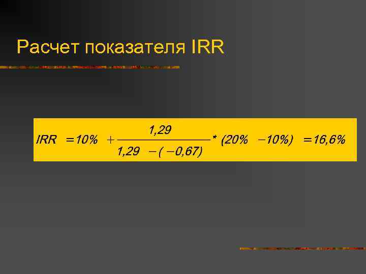 Расчет показателя IRR 