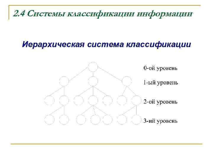 2. 4 Системы классификации информации Иерархическая система классификации 
