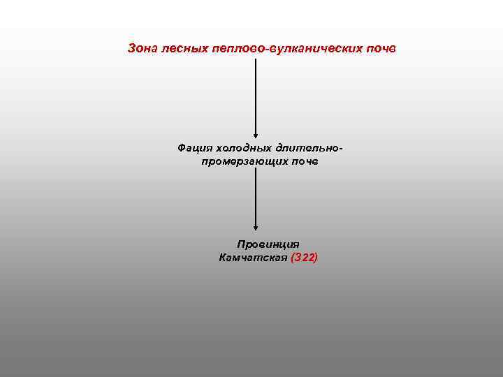 Зона лесных пеплово-вулканических почв Фация холодных длительнопромерзающих почв Провинция Камчатская (З 22) 