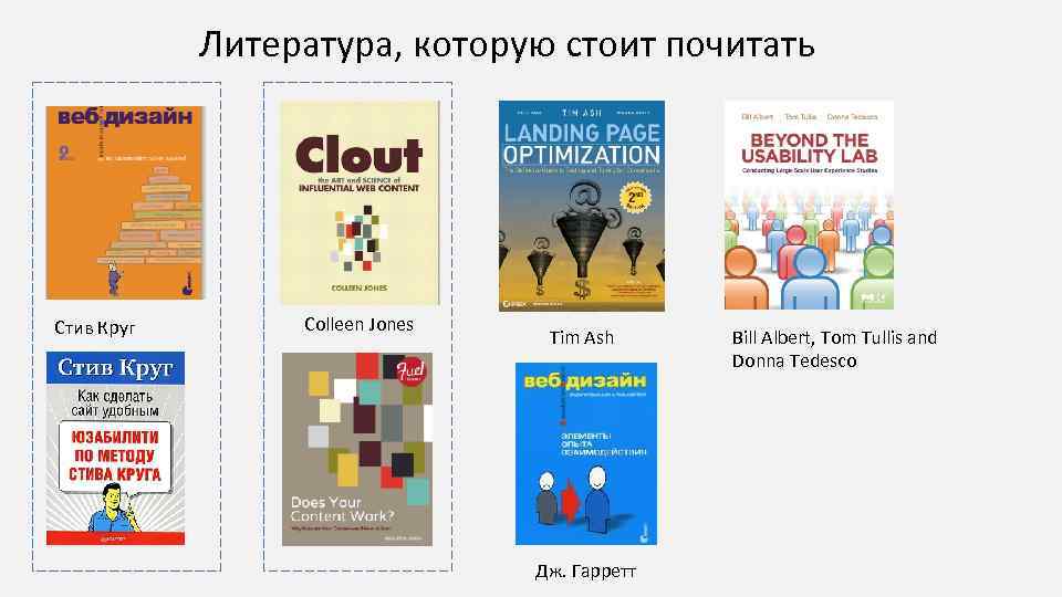 Литература, которую стоит почитать Стив Круг Colleen Jones Tim Ash Дж. Гарретт Bill Albert,