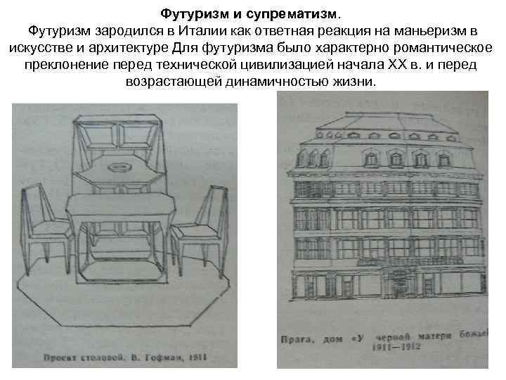 Футуризм и супрематизм. Футуризм зародился в Италии как ответная реакция на маньеризм в искусстве