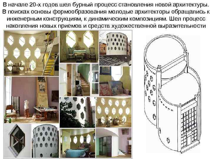 В начале 20 -х годов шел бурный процесс становления новой архитектуры. В поисках основы