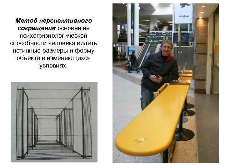Метод перспективного сокращения основан на психофизиологической способности человека видеть истинные размеры и форму объекта