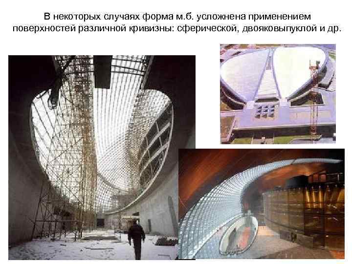 В некоторых случаях форма м. б. усложнена применением поверхностей различной кривизны: сферической, двояковыпуклой и