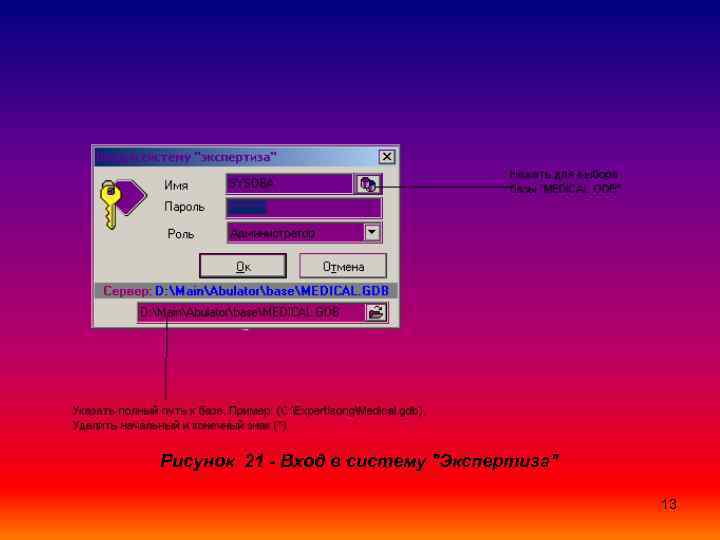 Рисунок 21 - Вход в систему 
