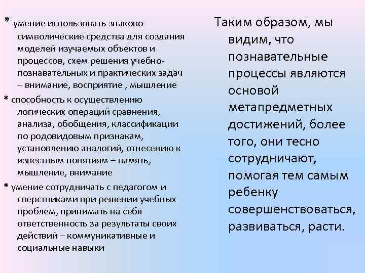 * умение использовать знаково- символические средства для создания моделей изучаемых объектов и процессов, схем