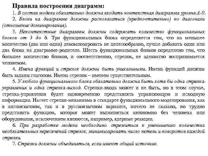 Правила построения диаграмм: 1. В состав модели обязательно должна входить контекстная диаграмма уровня А-0.