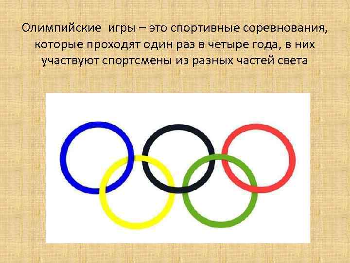 Олимпийские игры – это спортивные соревнования, которые проходят один раз в четыре года, в