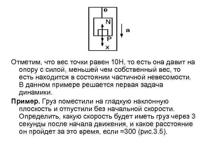 Отметим, что вес точки равен 10 Н, то есть она давит на опору с