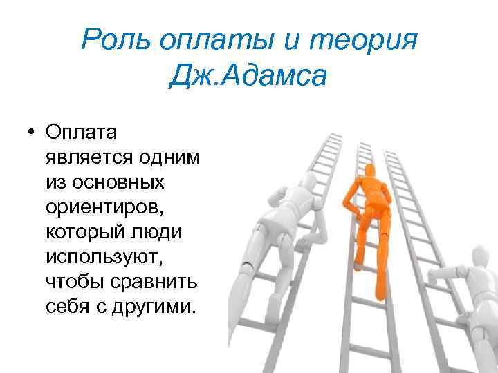 Роль оплаты и теория Дж. Адамса • Оплата является одним из основных ориентиров, который
