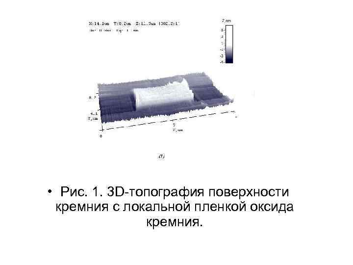  • Рис. 1. 3 D-топография поверхности кремния с локальной пленкой оксида кремния. 