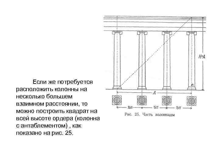 Если же потребуется расположить колонны на несколько большем взаимном расстоянии, то можно построить квадрат
