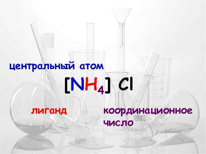 центральный атом [NH 4] Cl лиганд координационное число 